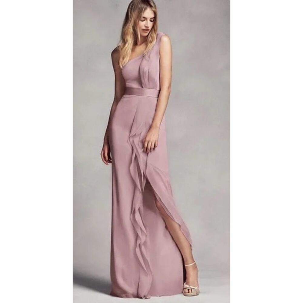 Vera Wang iris/purple one shoulder formal maxi dress